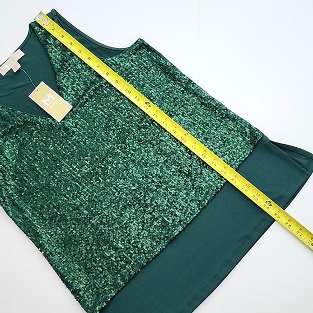 NWT Michael Kors Women's Sequin V-Neck Sleeveless Top Emerald Green XS - Picture 11 of 12